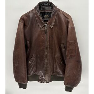 Vintage 70s Avirex B-15 Brown Leather Bomber Jacket Retro Air Force Flight L
